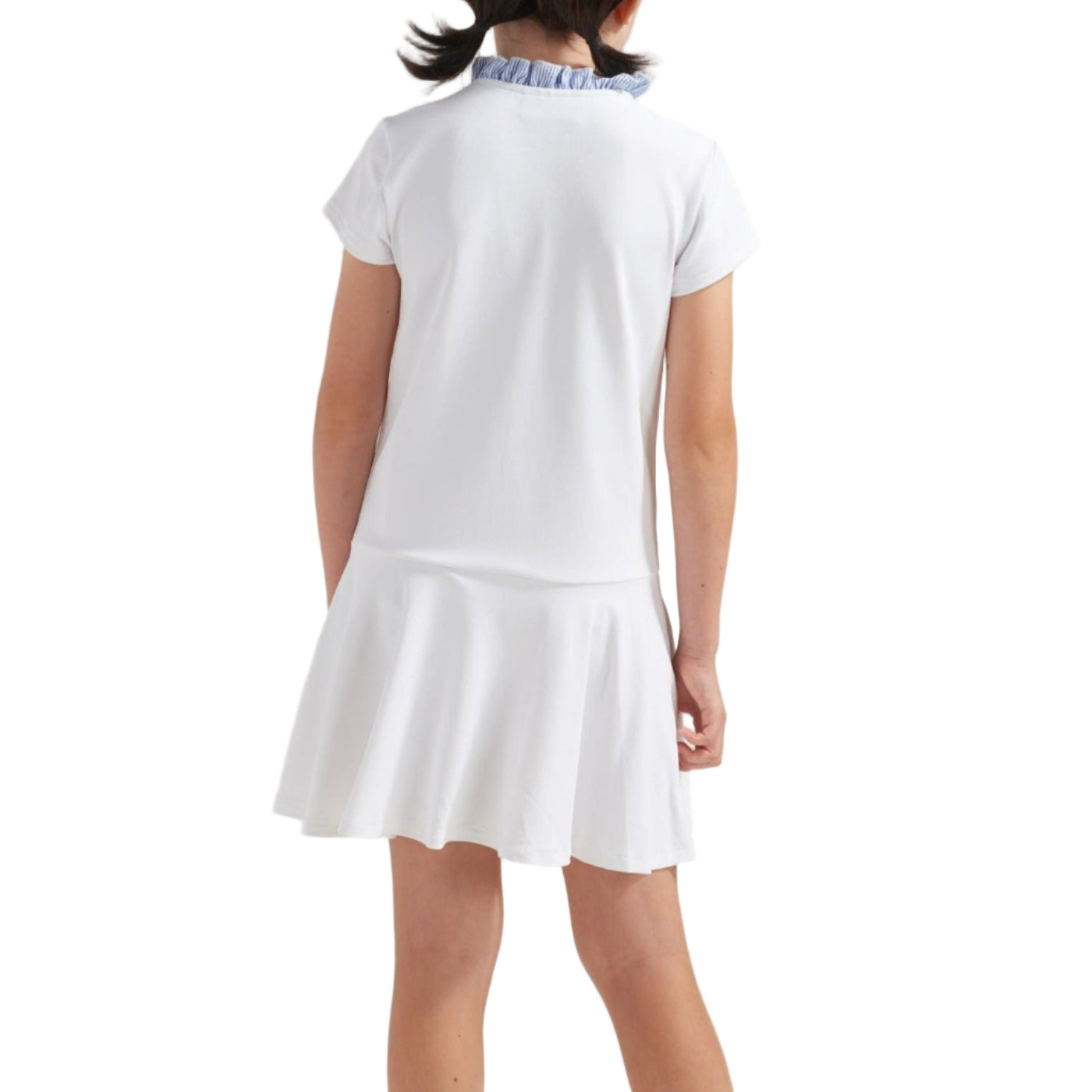 Loeuf Poche Seersucker Ruffle Girls Dress