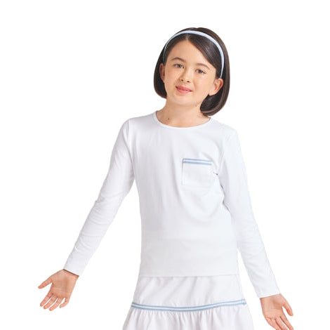 Loeuf Poche Backstripe Long Sleeve Girls Tennis Top