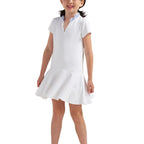 Loeuf Poche Seersucker Ruffle Girls Dress