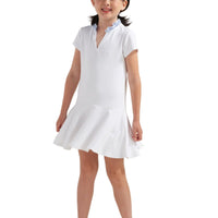 Loeuf Poche Seersucker Ruffle Girls Dress
