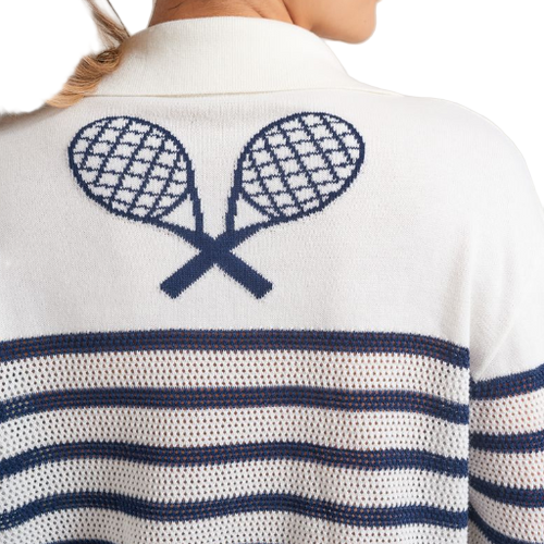 Loeuf Poche Pointelle Racquets Sweater