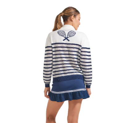 Loeuf Poche Pointelle Racquets Sweater